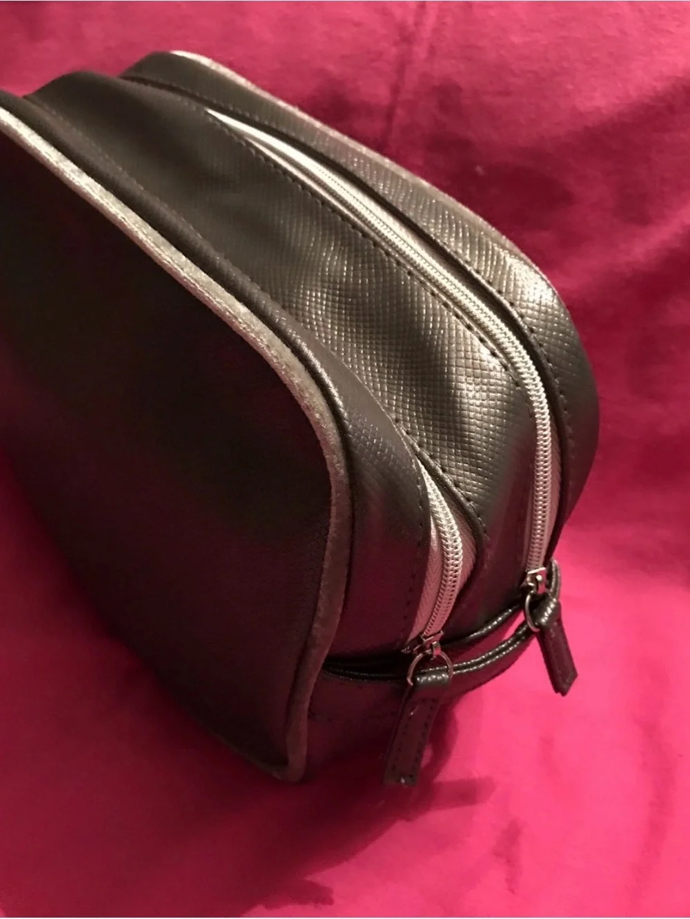 Lancôme Dark Gray Metallic Shimmer Cosmetic/Makeup Beauty Bag